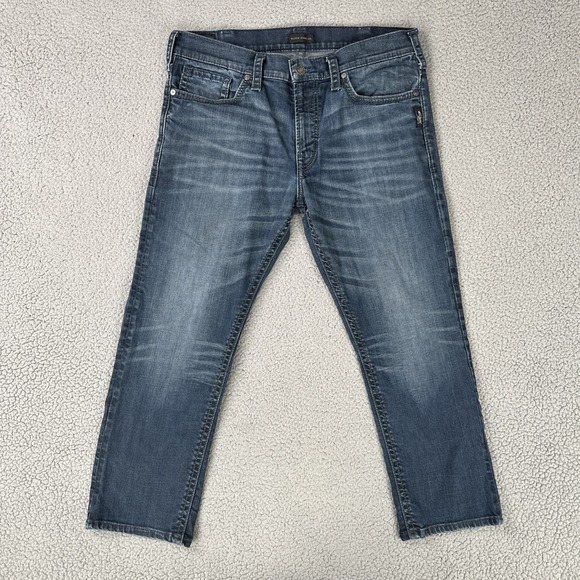 Silver Jeans Other - Silver Jeans Co Eddie Jeans Men 36x27* Blue Straight Leg Stretch Faded Whiskered